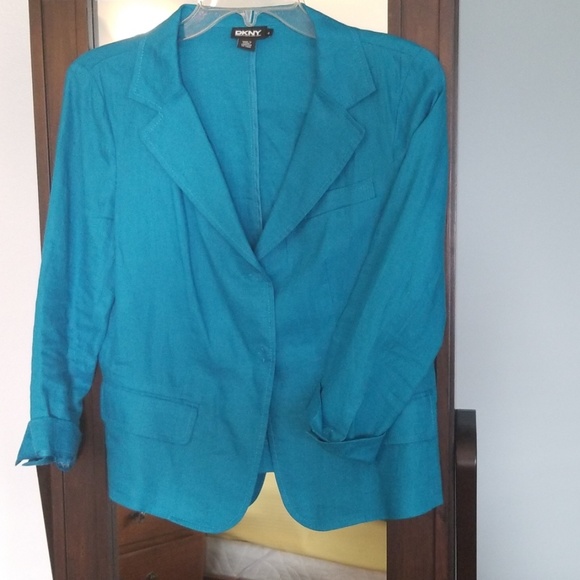 Dkny Jackets & Blazers - DKNY Linen Blazer in Turquoise Size 4